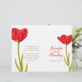 Rode tulp waterverf kunst groot trouwprogramma (Staand voorkant)