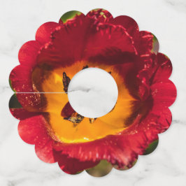 Rode tulp wijnglaslabel