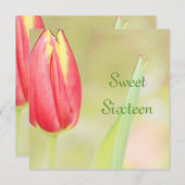 rode tulp zoete zestienjarige uitnodiging (Voorkant / Achterkant)