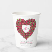 Rode tulpbloem, bouquet, kunstmonogram bruiloft papieren bekers (Achterkant)