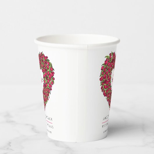 Rode tulpbloem, bouquet, kunstmonogram bruiloft papieren bekers (Rechts)