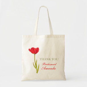 Rode tulpbloem, bruidsschat tote bag