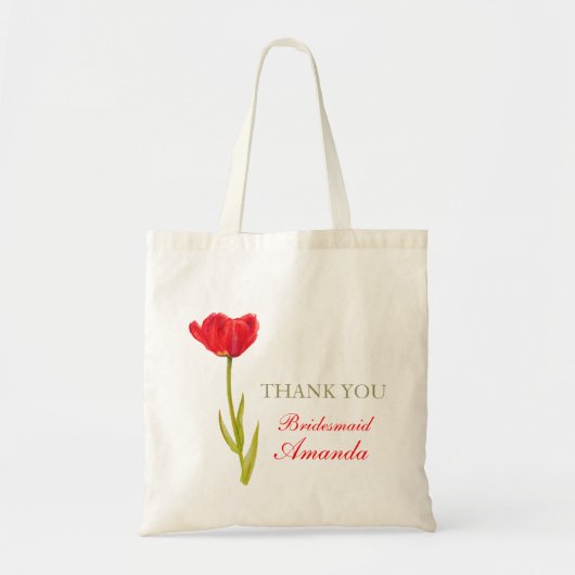 Rode tulpbloem, bruidsschat tote bag (Voorkant)