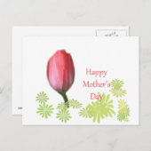 rode tulpbloem, vrolijke moederdag briefkaart (Voorkant / Achterkant)