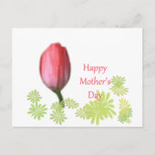 rode tulpbloem, vrolijke moederdag briefkaart (Voorkant)