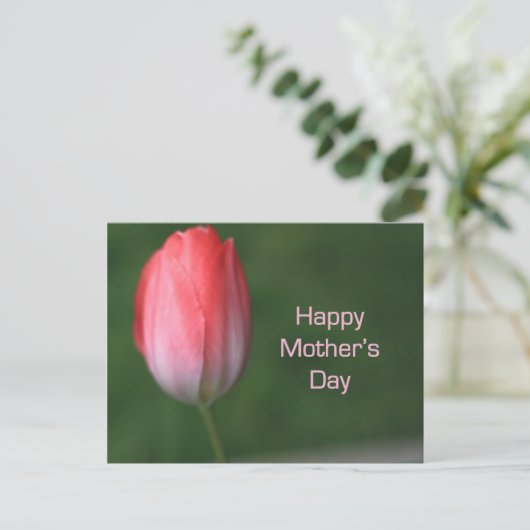 rode tulpbloem, vrolijke moederdag briefkaart (Staand voorkant)