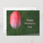 rode tulpbloem, vrolijke moederdag briefkaart (Voorkant / Achterkant)