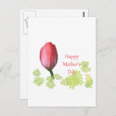 rode tulpbloem, vrolijke moederdag briefkaart (Voorkant / Achterkant)