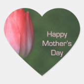 rode tulpbloem, vrolijke moederdag hart sticker (Voorkant)