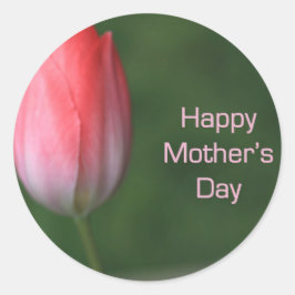 rode tulpbloem, vrolijke moederdag ronde sticker