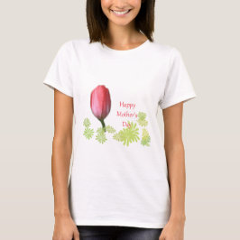 rode tulpbloem, vrolijke moederdag t-shirt