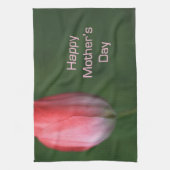 rode tulpbloem, vrolijke moederdag theedoek (Verticaal)