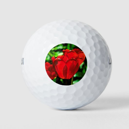 Rode tulpbloemen golfballen (Voorkant)