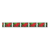 Rode tulpbloemen grosgrain lint (Voorkant)