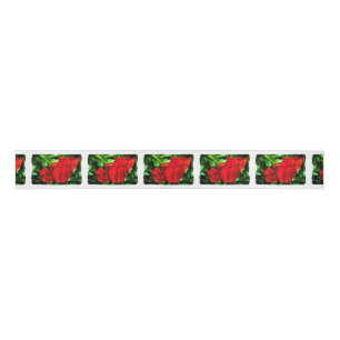 Rode tulpbloemen grosgrain lint
