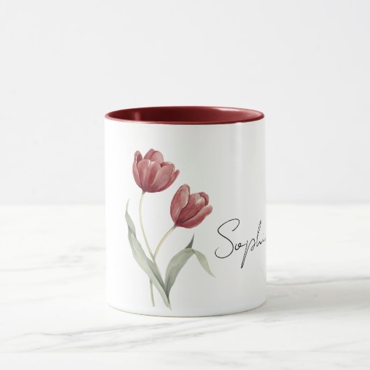 Rode Tulpbloemen Mok (Midden)
