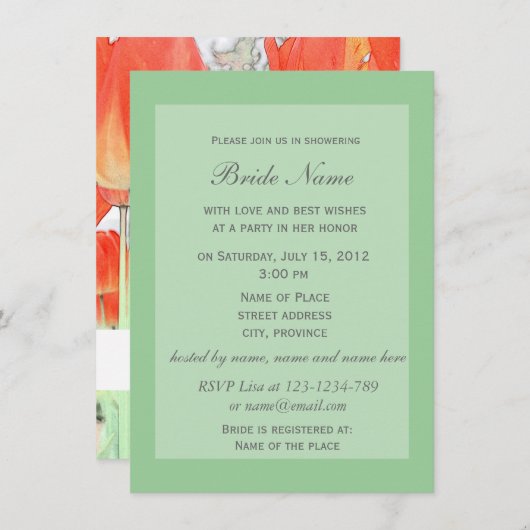 Rode tulpbloemen omkopen een doucheuitnodiging. kaart (Voorkant / Achterkant)