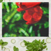 Rode tulpbloemen theedoek (Gevouwen)