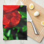 Rode tulpbloemen theedoek (Quarter Fold)