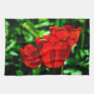 Rode tulpbloemen theedoek