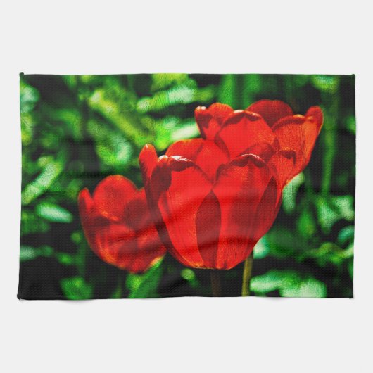 Rode tulpbloemen theedoek (Horizontaal)