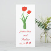 Rode Tulpen, aangepaste menukaarten voor bruiloft Menu (Staand voorkant)
