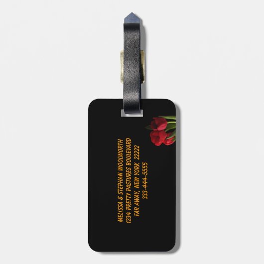 Rode tulpen bagagelabel (Achterkant verticaal)