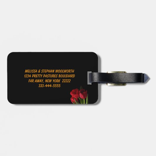 Rode tulpen bagagelabel (Achterkant horizontaal)