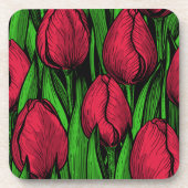 Rode tulpen bier onderzetter (Voorkant)