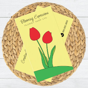 Rode Tulpen Bloeiende Bloemist Visitekaartje