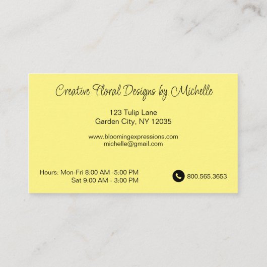 Rode Tulpen Bloeiende Bloemist Visitekaartje (Achterkant)