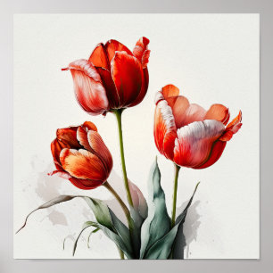 Rode Tulpen Bloem Kunstprint Poster