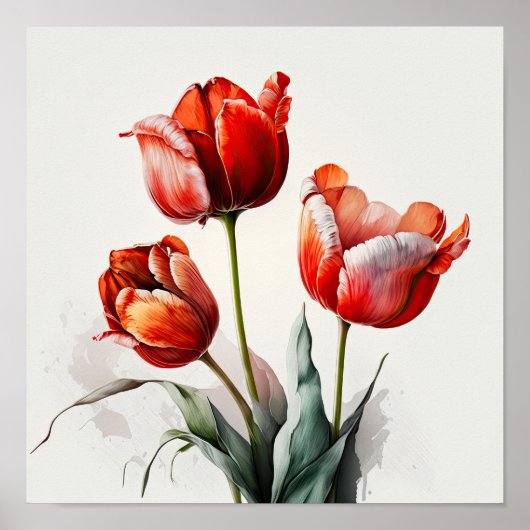 Rode Tulpen Bloem Kunstprint Poster (Voorkant)