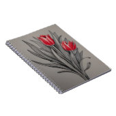 Rode Tulpen Bloemenkunst Notitieboek (Rechterzijde)