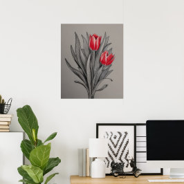 Rode Tulpen Bloemenkunst Poster