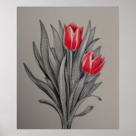Rode Tulpen Bloemenkunst Poster