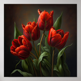 Rode Tulpen Bloemenkunst Print Poster