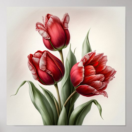 Rode Tulpen Bloemenkunst Print Poster (Voorkant)