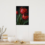 Rode Tulpen Bloemenkunst Print Poster (Keuken)