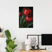 Rode Tulpen Bloemenkunst Print Poster (Thuiskantoor)