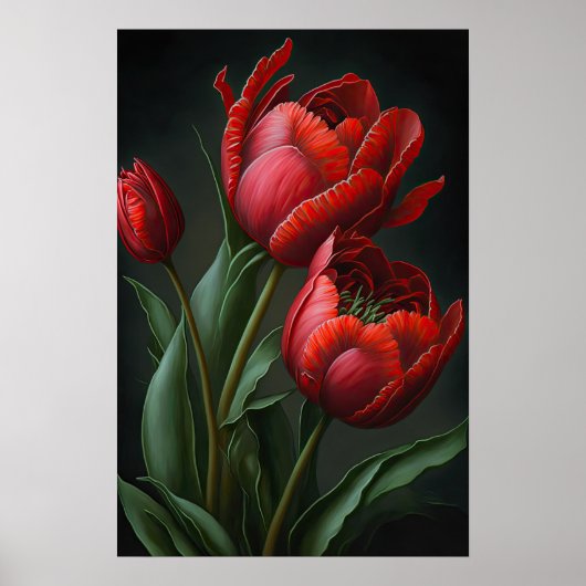 Rode Tulpen Bloemenkunst Print Poster (Voorkant)