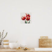 Rode Tulpen Bloemenkunst Print Poster (Keuken)