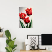 Rode Tulpen Bloemenkunst Print Poster (Thuiskantoor)