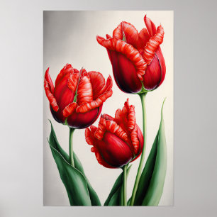 Rode Tulpen Bloemenkunst Print Poster