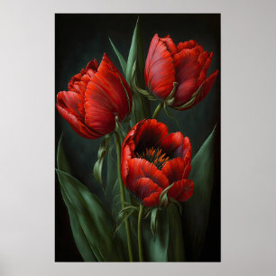 Rode Tulpen Bloemenkunst Print Poster
