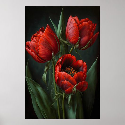 Rode Tulpen Bloemenkunst Print Poster (Voorkant)