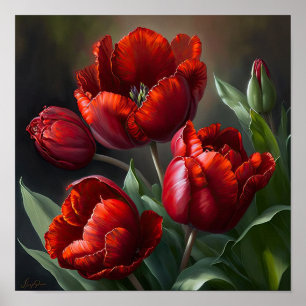Rode Tulpen Bloemenkunst Print Poster
