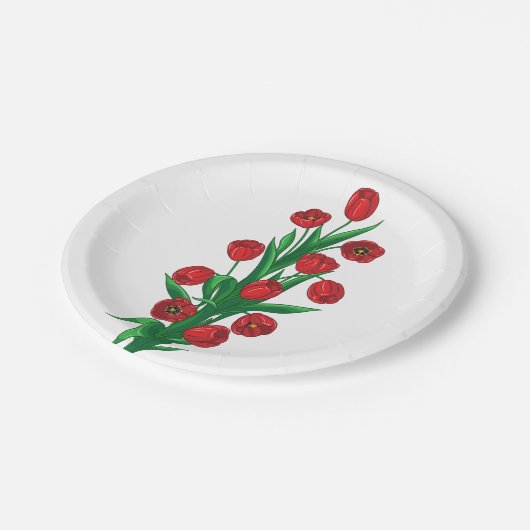 Rode tulpen bloemstuk dank je wel bruiloft lente b papieren bordje (Gekanteld)