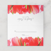 Rode Tulpen Bruiloft Gevouwen Plaats Kaart Plaatskaartje (Buitenkant ongevouwen)