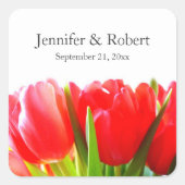 Rode Tulpen Bruiloft Sticker (Voorkant)